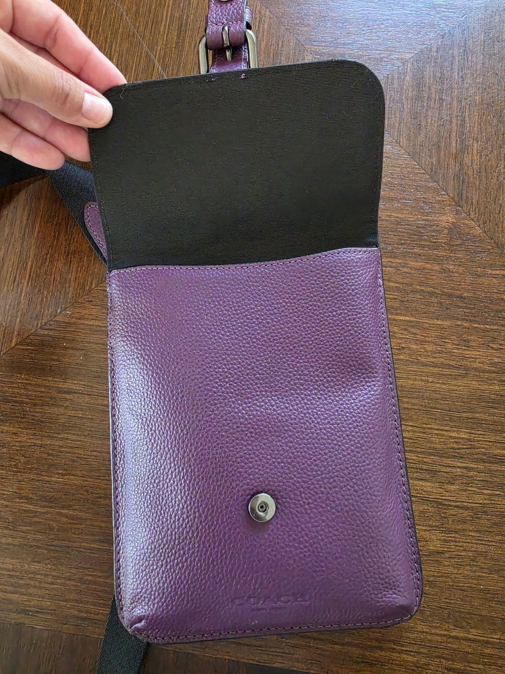 Coach Pebbled Leather Cell Phone Crossbody Bag in Deep Purple - Picture 6 of 9